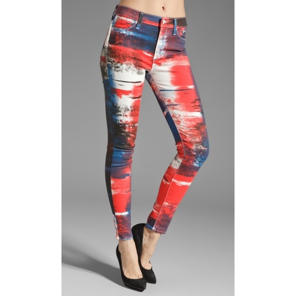 Hudson Jeans- Nico Super Skinny Midrise Jeans 10th Anniversary Flag Red/Blue